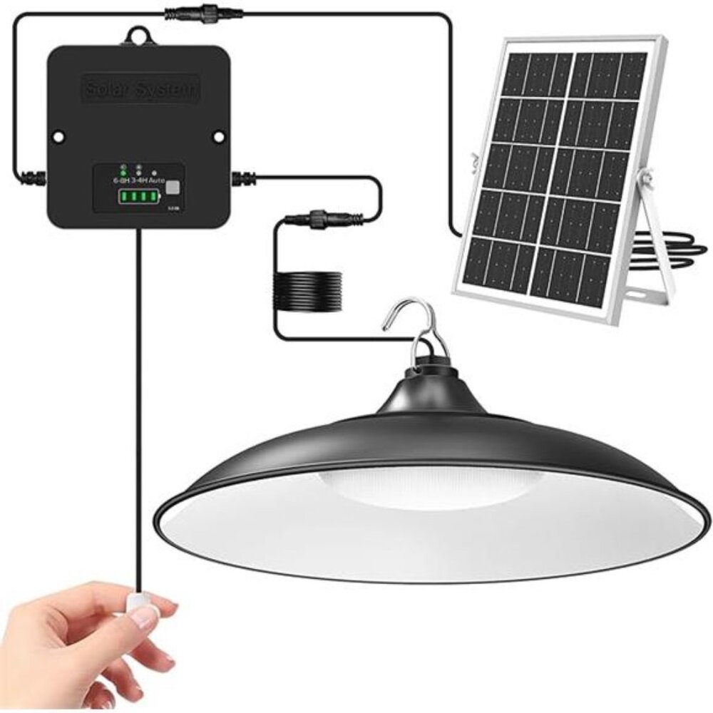Solar Shed Light Indoor Outdoor Pendant Light Waterproof 2000LM Pull String - Picture 7 of 7